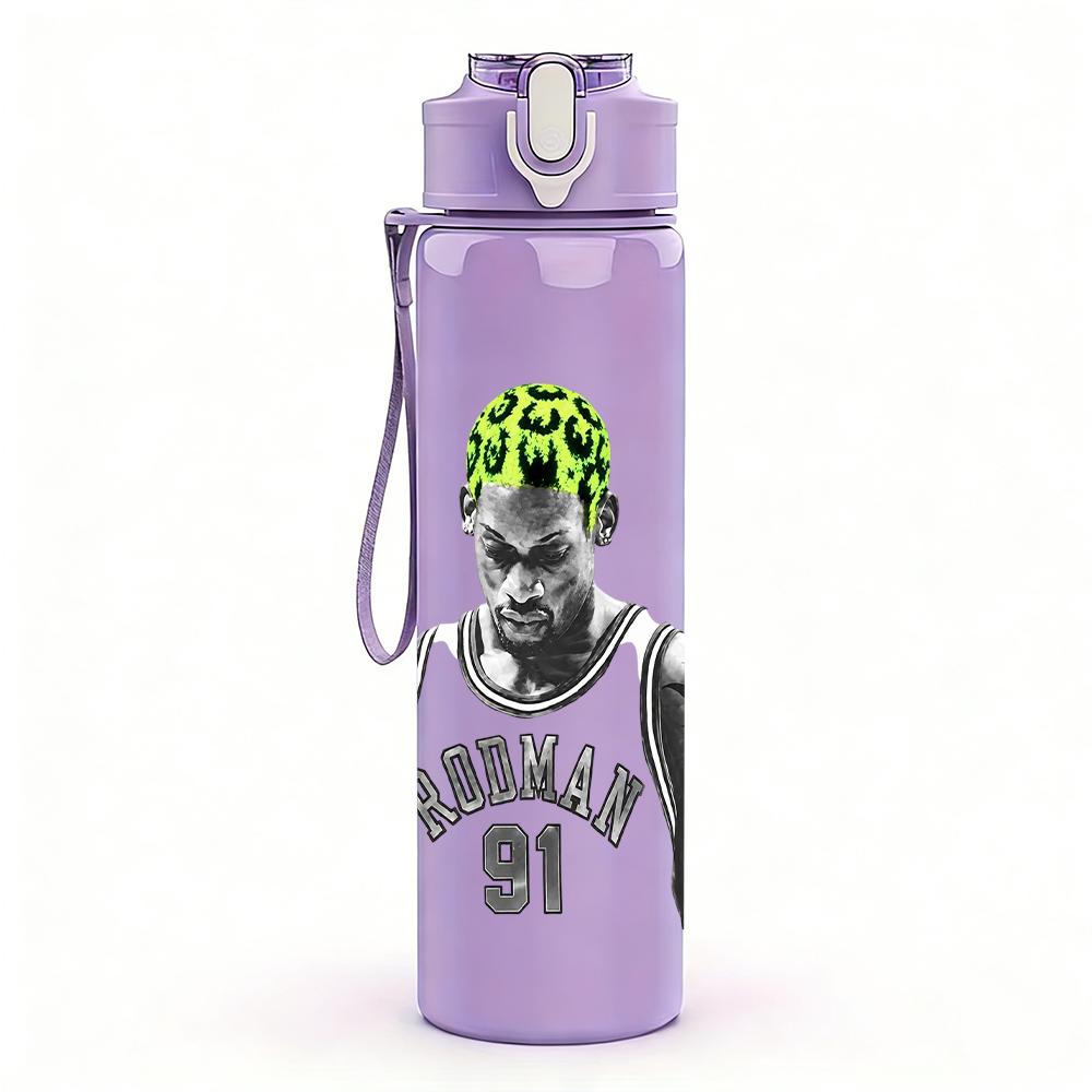1PC Green Alien Monster Circular Cartoon Print 750ml Portable Sports Water Bottle Leakproof Gym Outdoor Travel Drink Cup