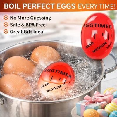 Egg Timer&Alarm Clock for Kitchen - Perfect Soft/Medium/Hard Boiled Eggs Decorative Cooking Tool with 3-Stage Doneness Indicator