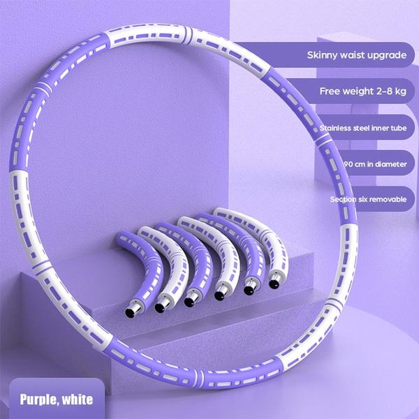 6-Section Self-Adjusting Weighted Fitness Hula Hoop, Exercise Hoop, Flexible and Adjustable