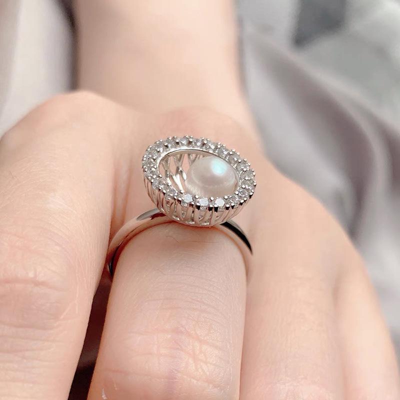 Elegant 18K Gold Plated Pearl Ring for Women - Light Luxury Treasure Bowl Design Adjustable Opening