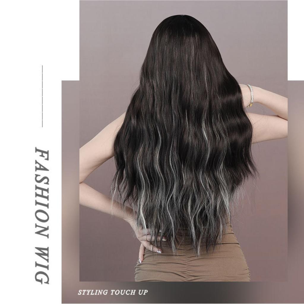 Women's Simulation Wig 70cm Hair Black Wig Long Curly Wig Full Headgear Rose Hair Net Headdress Beauty Decoration Wig