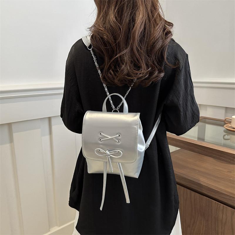 Simple And Casual Korean Style Ballet Bow 2024 New Trend Fashion Shoulder Backpack For Women