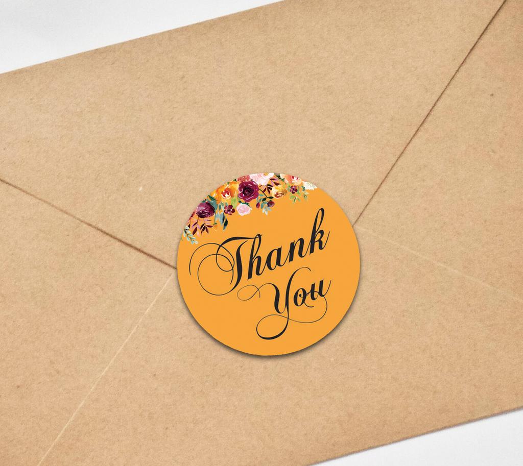 Darling Souvenir 45 Pcs Fuchsia Pink Round Floral Thank You Stickers DIY Envelope Seals-1.6