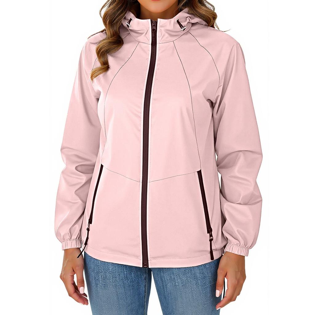 Jacket Women Waterproof Windbreaker Lightweight Rain Jackets With Pockets Packable Raincoats For Women With Hood