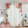 2pcs 2D Flat Printing Happy Christmas Fashion Curtains Christmas Poinsettia Border Wreath Digital Printed Polyester Drapes