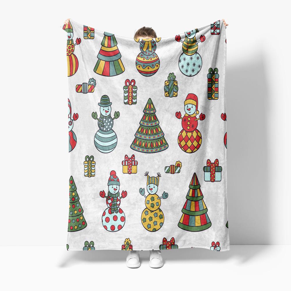 Gemütliche Überwurfdecke Niedliches Schneemannmuster Winter-Heimdekoration Weiche Warme Flanelldecke Geschenkidee Weihnachtsfestliches Design