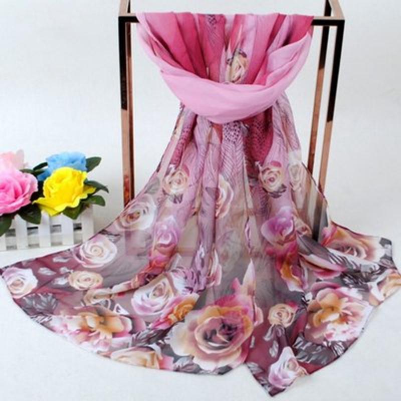 2025 New Fashion Women Floral Printing Beach Silk Scarf Shawls Female Long Wraps Beach Sunscreen Hijab