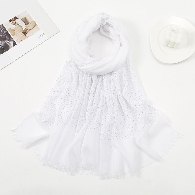 Autumn and winter new candy color sequined beard edge scarf cotton and linen feel fresh and fashionable versatile monochrome shawl scarf