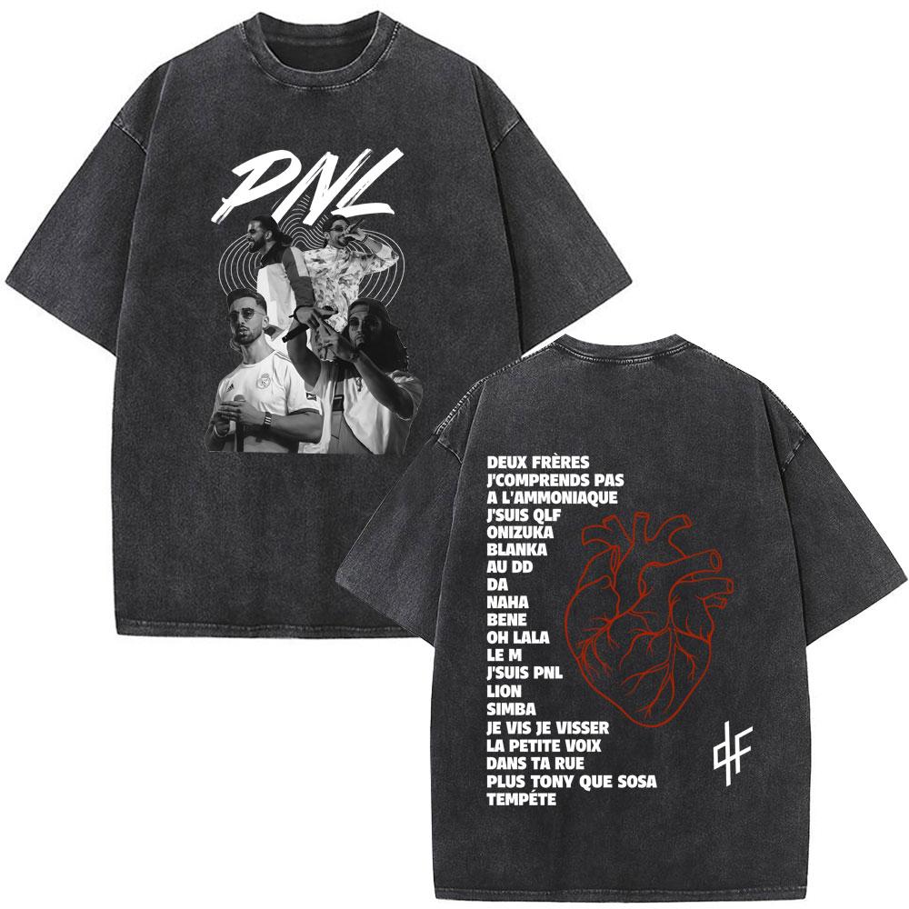 French Rapper Pnl Album Merch Graphic Tshirt Le Monde Chico Tshirt Unisex Unisex Fashion Hip Hop Oversized Vintage Washed Tshirts