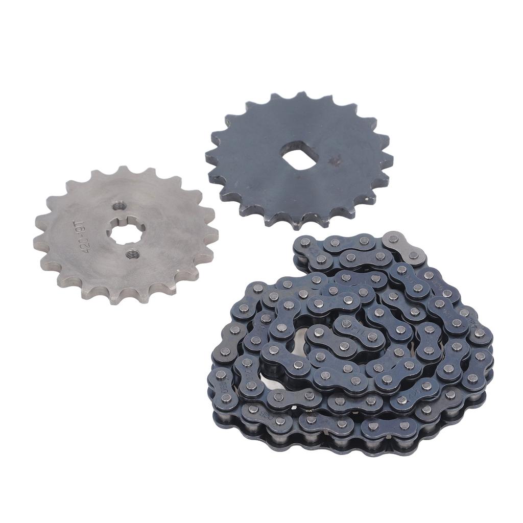 420 Chain Set 19T Front Sprocket 20T H Hole Rear Sprocket Steel Chain Accessory for Replacement