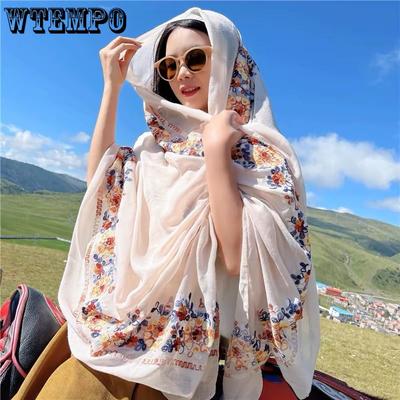 Scarf Women's Summer Desert Tourism Sunscreen Shawl Ethnic Scarf Fashion Cotton and Hemp Scarf Headscarf