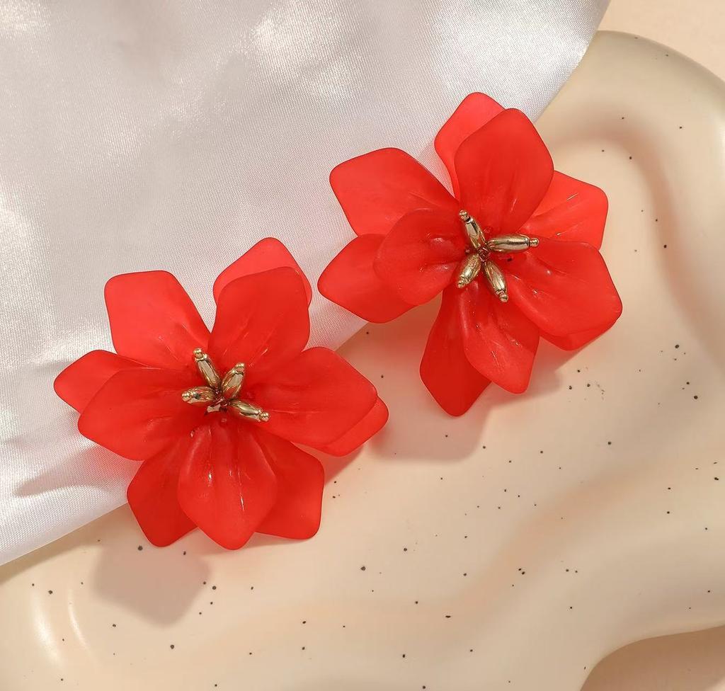 Acrylic Flower Stud Earrings for Women - Lightweight Trendy Jewelry for Daily Wear
