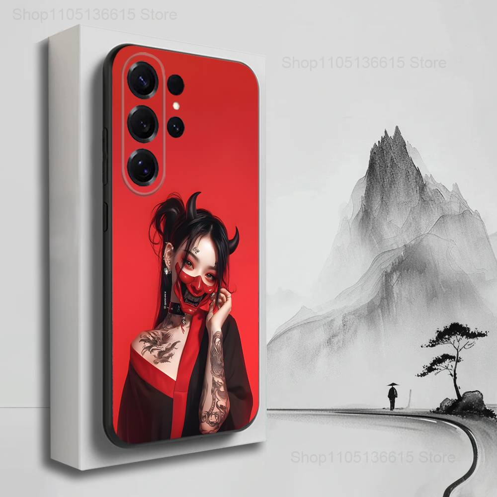 Cool Art Warrior Woman Phone For Samsung S22,S25,S24,S23,Ultra,FE,Plus,S21,S20,S10,S9,Lite,Soft Silicone Black