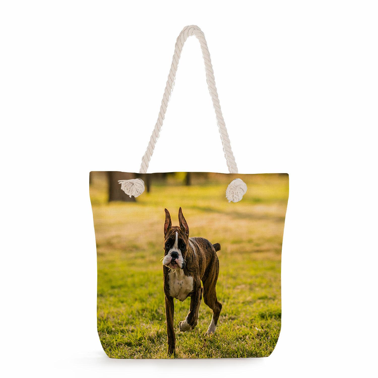 

Multifunctional Dog Printed Thick Rope Shoulder Beach Bag Casual large capacity handbag 7620 KTB