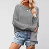Women's Solid Striped Fashion Round Neck Knitwear Loose Pullover Sweater