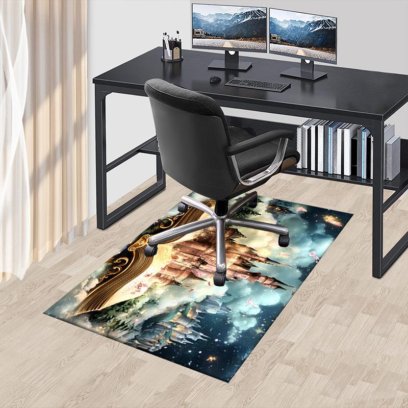 castle fantasy Crystal Velvet chair mat Area Rug - Non-Slip, Floor Mat, Office Desk Chair Rugs, Bedroom Decor.Christmas Gift-1106151
