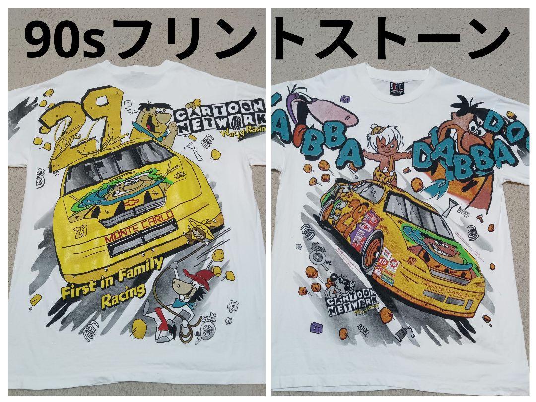 

[Б/У] Футболка с коротким рукавом Flintstones Nascar, сделано в США, 90-е