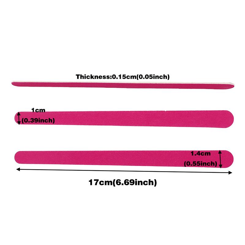 10Pcs Rose Red Washable Nail File Long Style Sand Double Sided Polishing Tools Professional Sandpaper Nail Carentry Salon