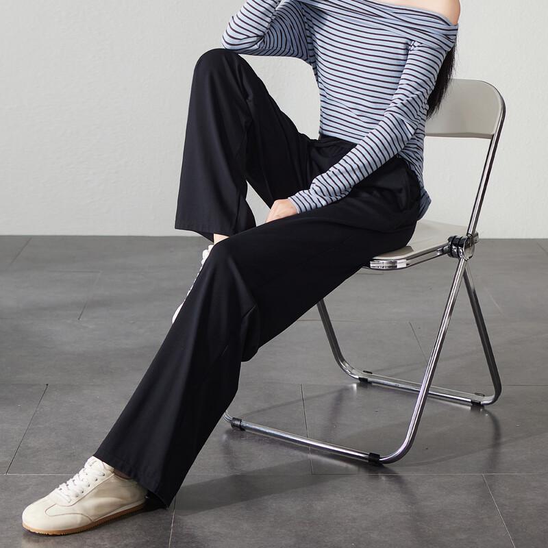 SOFSIL Women s High-Waist Tie Straight-Leg Casual Pants L