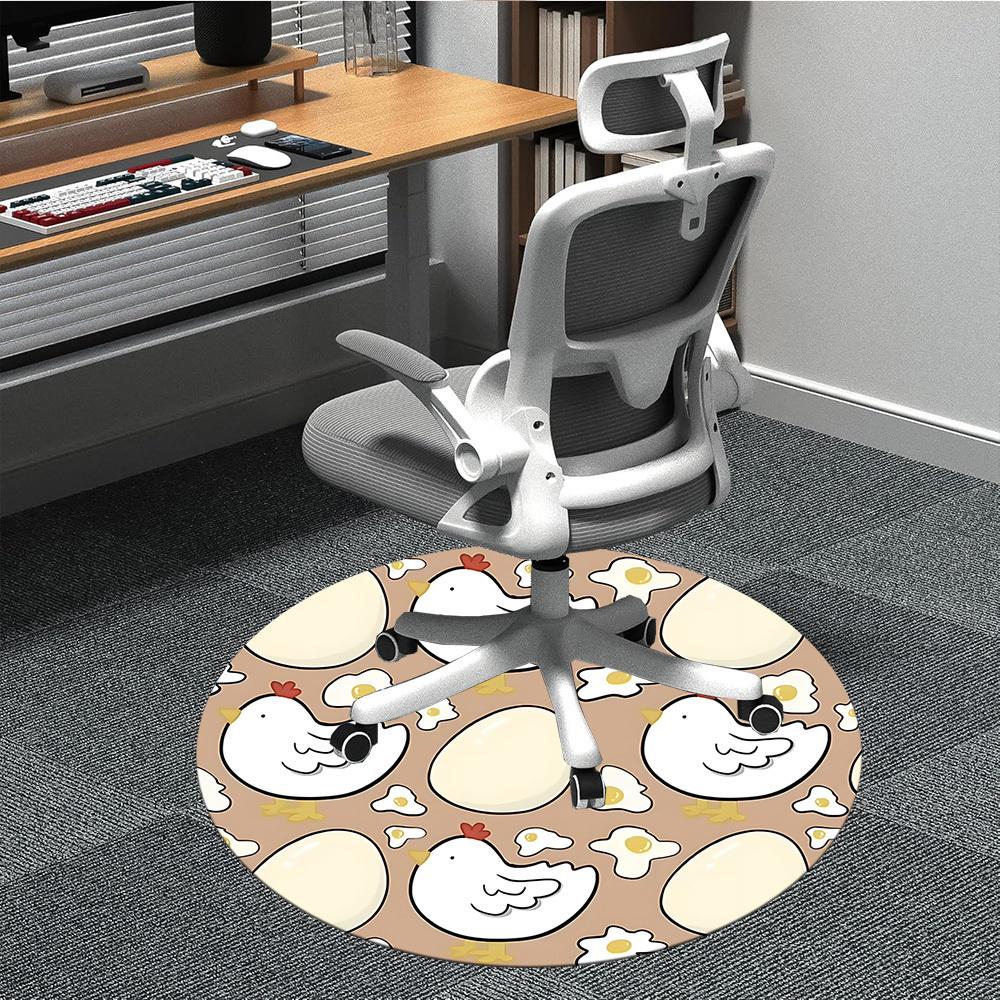 1pc Egg Hen Office Round Rug, Non-slip, Soft and Durable Office Rug for Interior Decoration, Perfect for Office, Beautiful Decoration Yy260323080