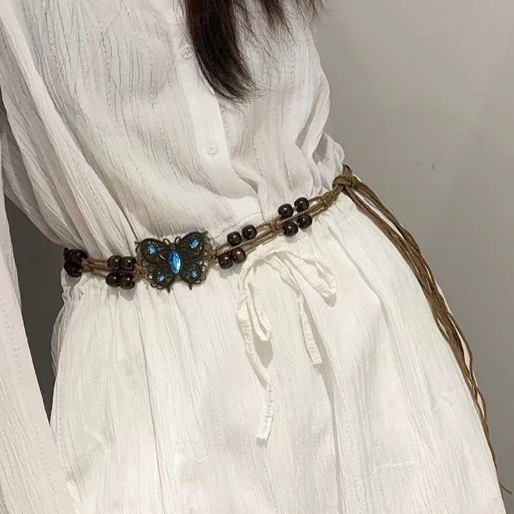 Bohemian Belt, Hand-woven Belt, Ethnic Style Turquoise Waist Chain, Retro European and American Belt