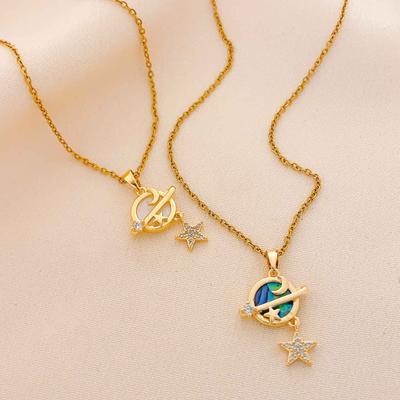 Colar Joia Colar Feminino Colar Planeta Colar Aço Titânio Colar Versátil Senso Premium Não Desbota Acessórios Corrente Clavícula