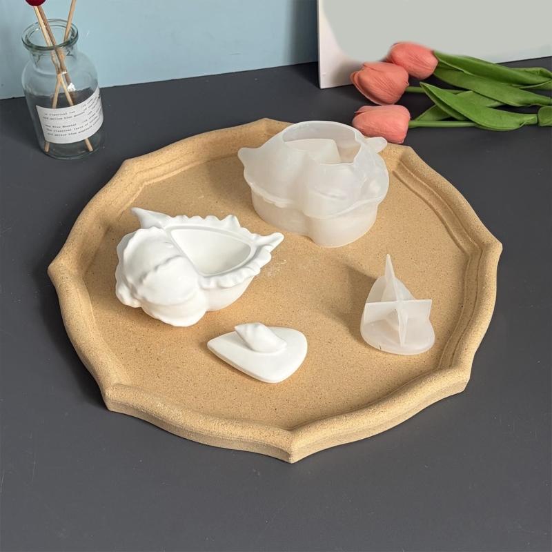 Conch Shape Silicone Mold Storage Box Moulds for Candle Cups and Decorative Storage Jars for Crafting and Gifting