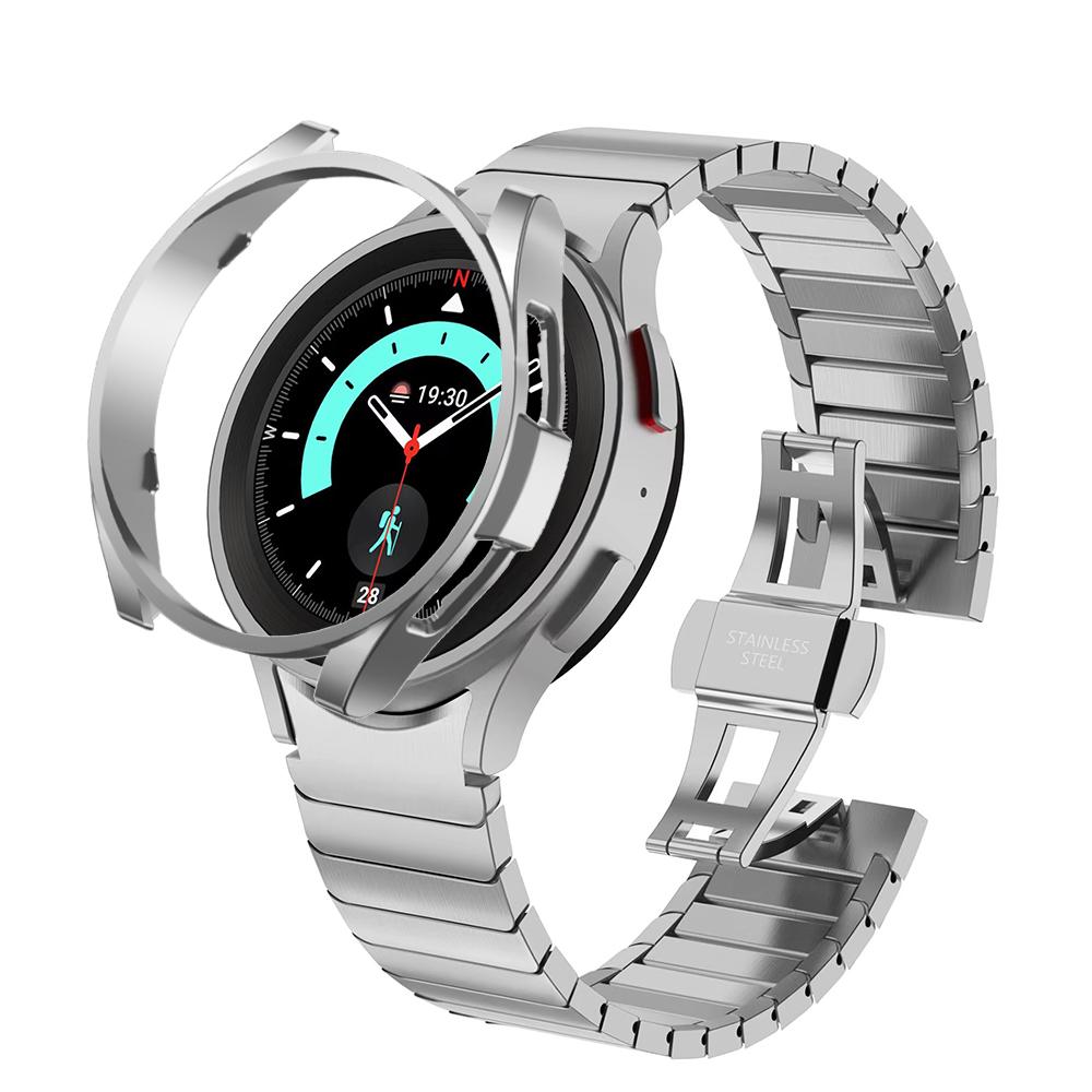 Stainless Steel Band PC Case for Samsung Galaxy Watch 7 6 44mm 40mm Men Metal Strap for Samsung Galaxy Watch 6 Classic 47mm 43mm