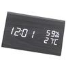 Wooden Digital Alarm Clock Triangular Voice Control Electronic LED Clock for Bedroom Office Black Wood White Letter