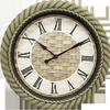 12-inch Imitation Woven Rattan Shell Roman Numeral Clock Face Retro Wall Clock European and American Retro Fashion Wall Clock Quartz Clock