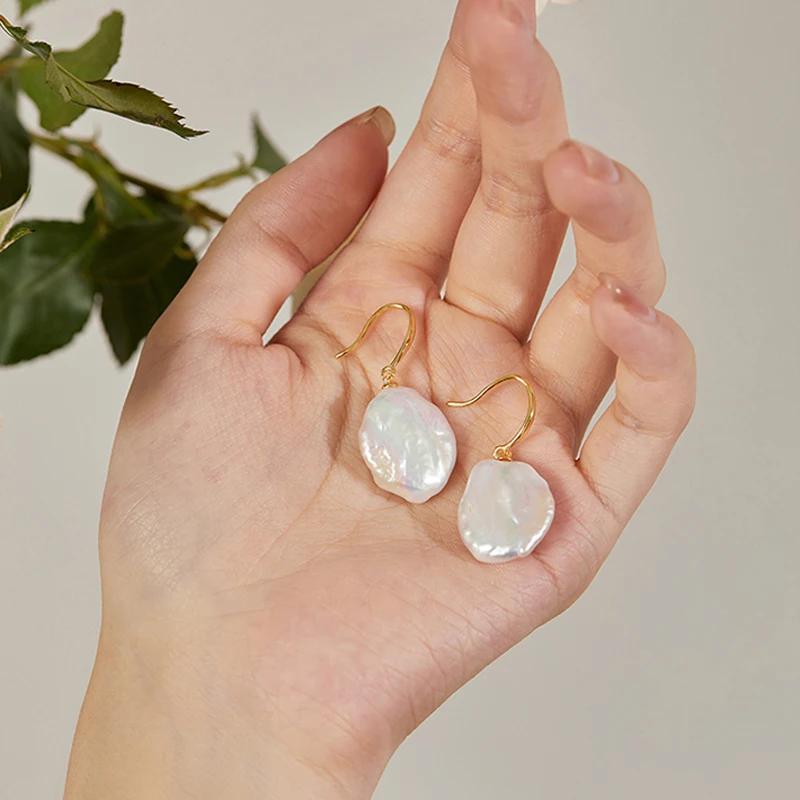 Hengsheng 925 Silver Drop Earrings Baroque Shape 100% Freshwater Pearl Earrings for Women New Arrivals