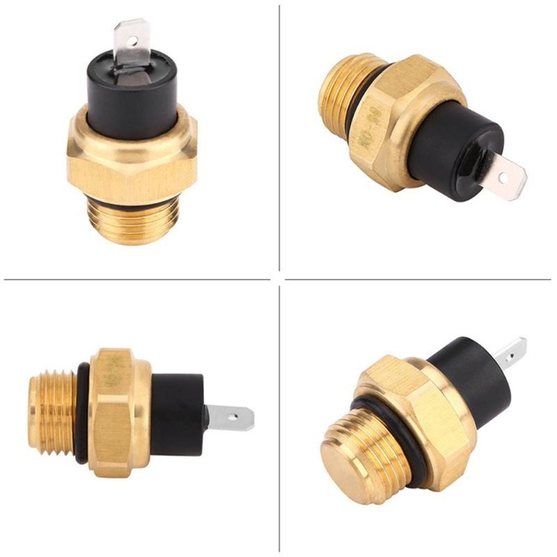 Motorcycle Cooling System Temperature Sensor with Single Blade Terminal, Threaded Metal Body and Sealing Gasket for Sensor Service Work