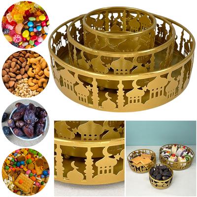 3 Pcs Eid Ramadan Mubarak Trays Dessert Serving Tray Ramadan Food Serving Tray Islam Eid Mubarak Trays for Dessert Snack Pastry
