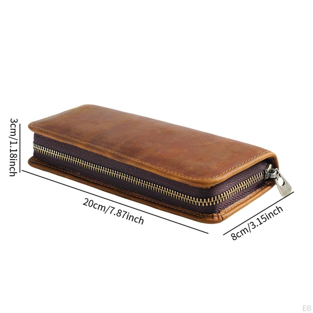 Pencil Case Pen Bag PU Leather School Supplies Smooth Zipper Marker Holder Stationery Organizer