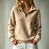 Fleece pullover zipper sweater loose casual solid color long sleeve women's top autumn and winter