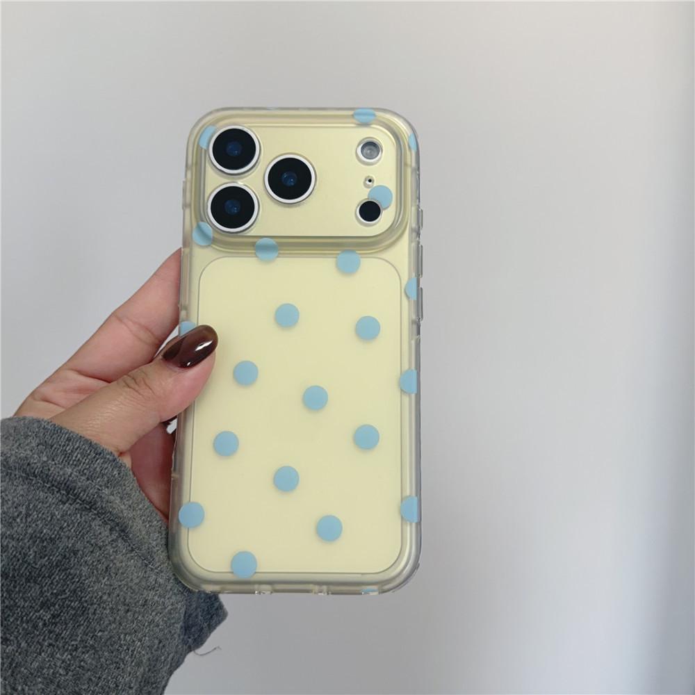 

Korean Style Yellow Polka Dot Anti-Drop Phone Case for iPhone 17Pro/16ProMax/15Pro 16