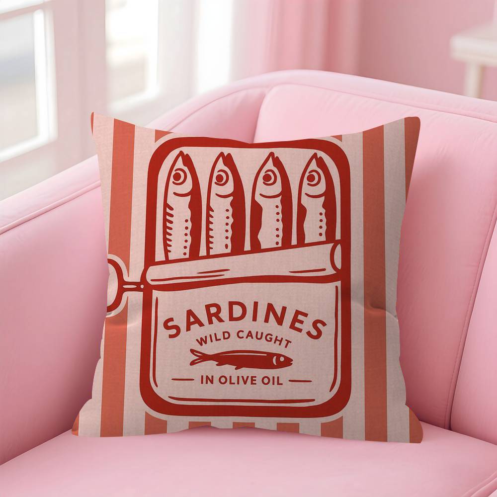 Anime Sardines Art  Pillow Cushion Cover Pillowcase Living Room Sofa Home Decor Customized