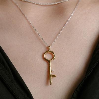 Eveningbell [silver925] Vintage Key Necklace (2color)