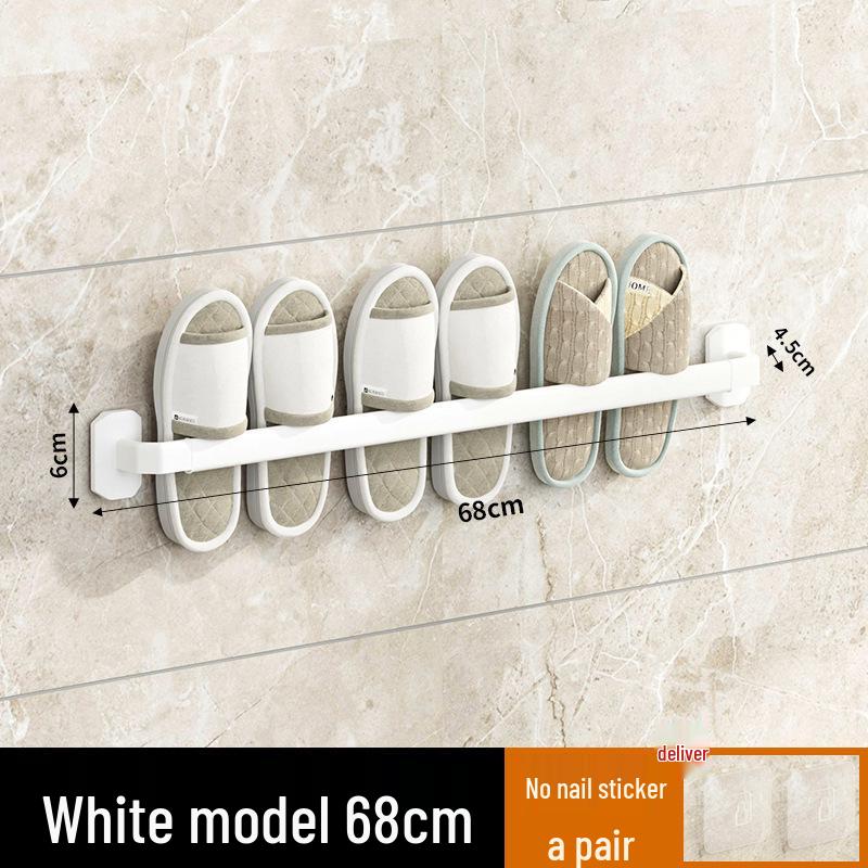 Wall-Mounted Luxury Slipper Rack: Punch-Free Bathroom Shoe Draining Storage Solution