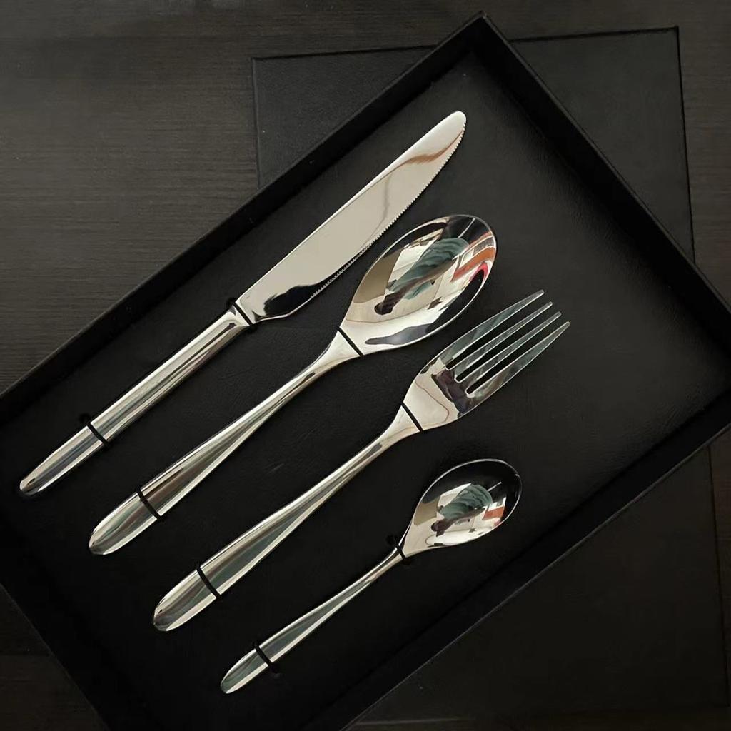 Thickened 304 stainless steel knife, fork and spoon dessert spoon high-end hotel light luxury restaurant Western tableware set