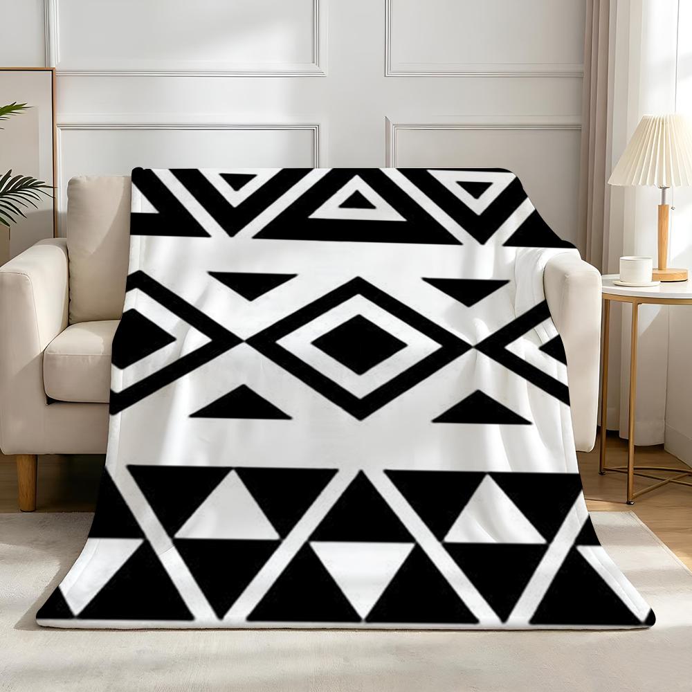 Art African Style Fabric Print Throw High-Density Short Plush Blanket Soft Skin-Friendly for Sofa Nap Air-Conditioned Room