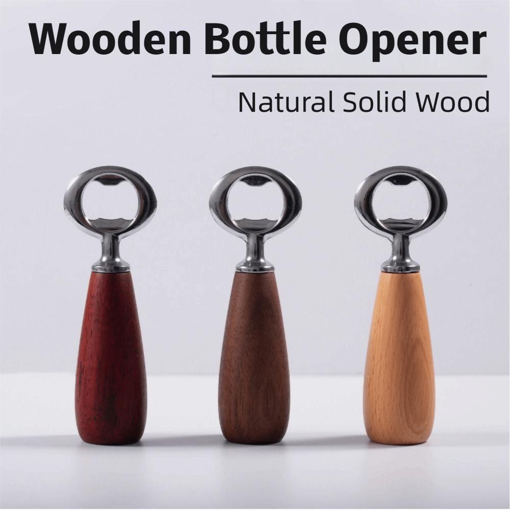 Creative Beer Can Opener Stainless Steel Wooden Bottle Opener Beer Bottle Opener Household Use