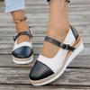Wedge Single Shoes Fashion Round Toe Shallow Mouth One Strap Straw Sole Lightweight Non-Slip Low Top Shoes