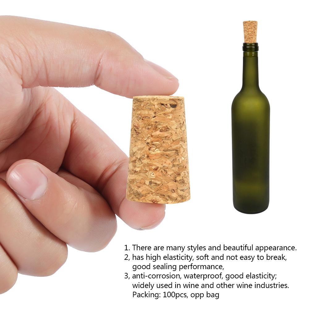 100Pcs Wine Corks Stopper Reusable Sealing Wood Lid Cap Wine Bottle Stopper for Bottle Bar Tools Kitchen Accessories
