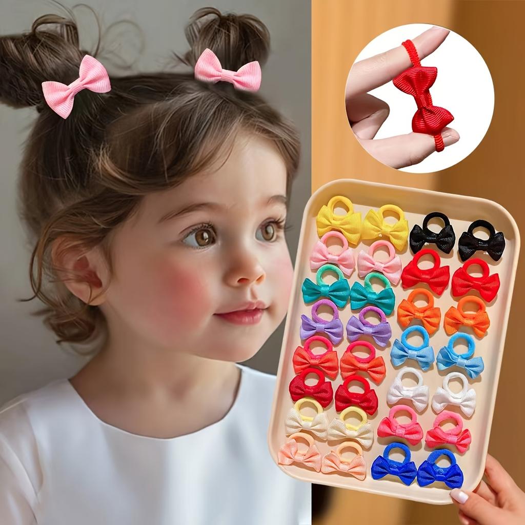 24pcs Sweet Random Children's Hair Ties with Butterfly Knots Perfect Gift Accessory for Girls Suitable for School Outdoor