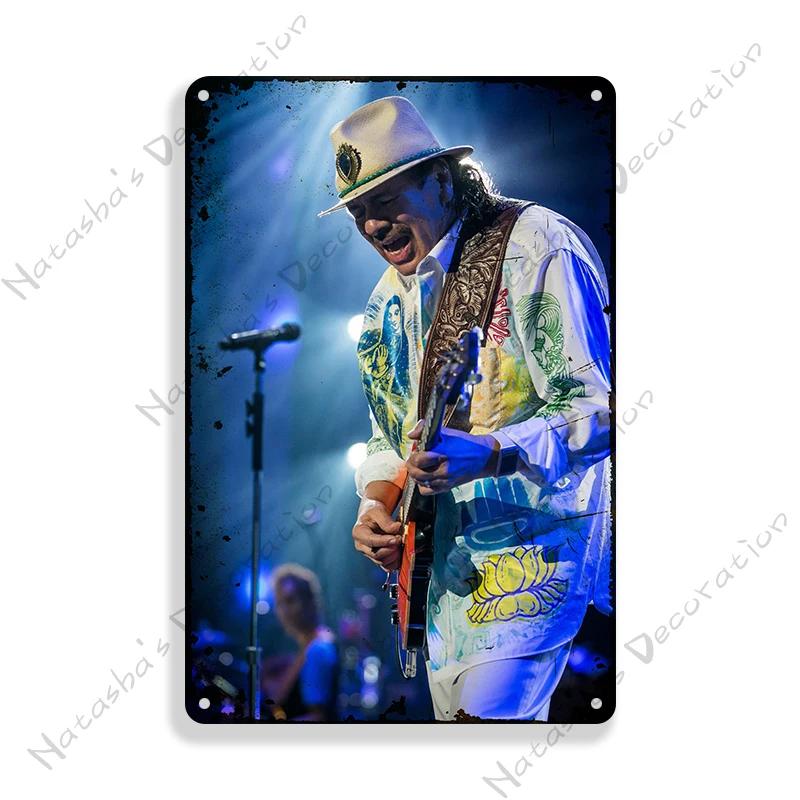 Rockmusik Poster Santana Metallschild ROCK Band Schild Bar Cafe Club Metallplatte Vintage Metallplakette Garage Cafe Wanddeko Schilder