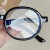 Left Square Right Round Transparent Fashion Novelty Glasses Clear Computer Anti Blue Light Eyeglasses PC Frame and Lens, Full Rim, Decorative Lens