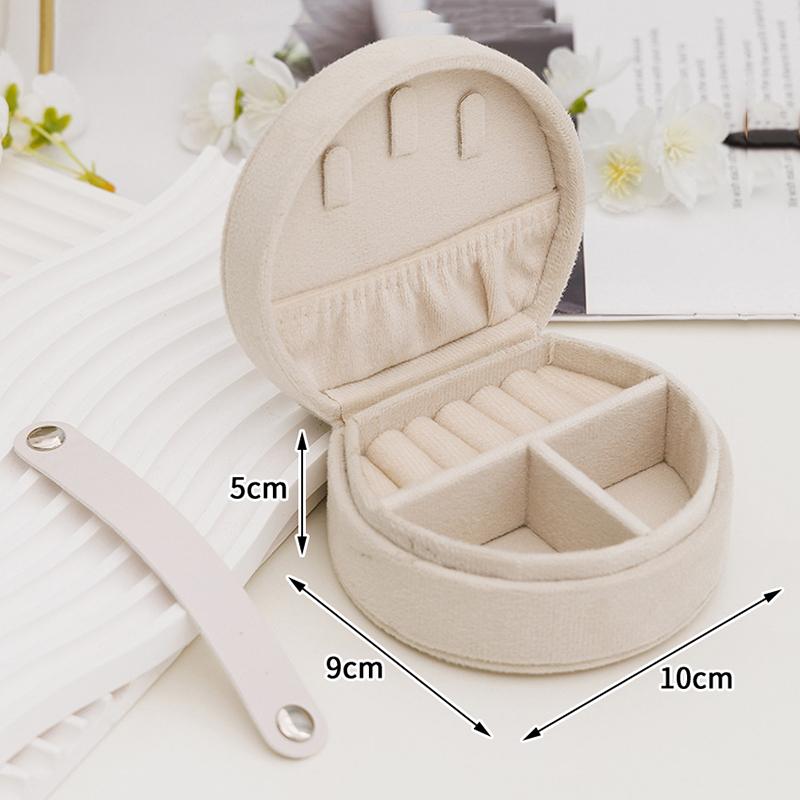 Round Velvet Travel Jewelry Box - Portable Organizer For Rings Earrings Necklaces
