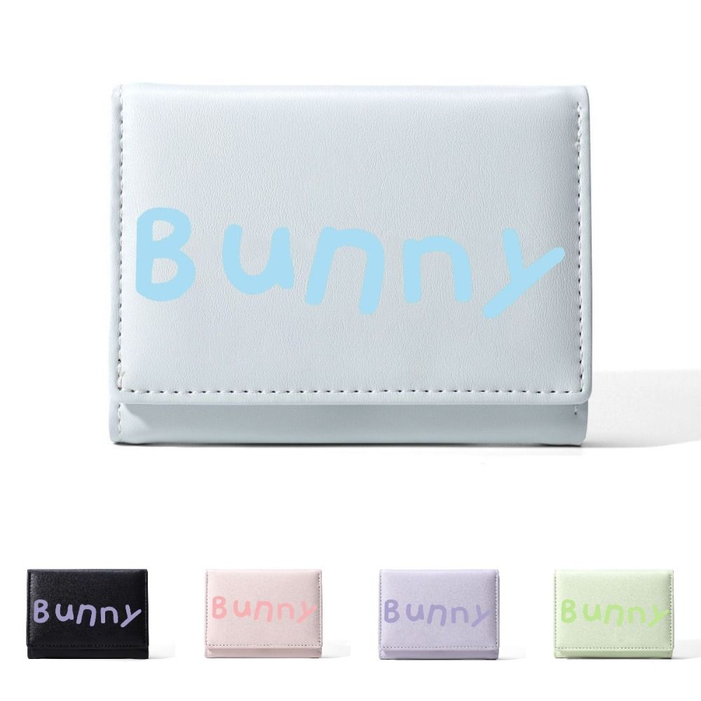 Portable English Letter Prints Short Wallet PU Leather Foldable Money Bag Pink Multipurpose Coin Purse Women Girl Travel