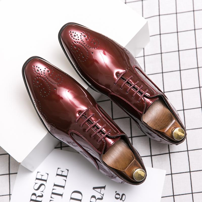

Большие размеры 47 48 лакированные мужские свадебные туфли мужские золотисто-красные оксфорды дизайнерские туфли с острым носком удобные модельные туфли 48 красный